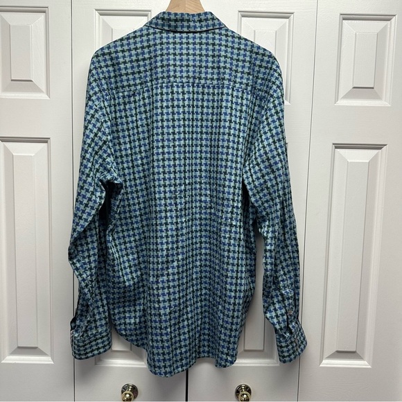 Robert Graham Mens Sz 2XL Classic Button Front Blue Floral Flip Cuff Shirt - Picture 12 of 12